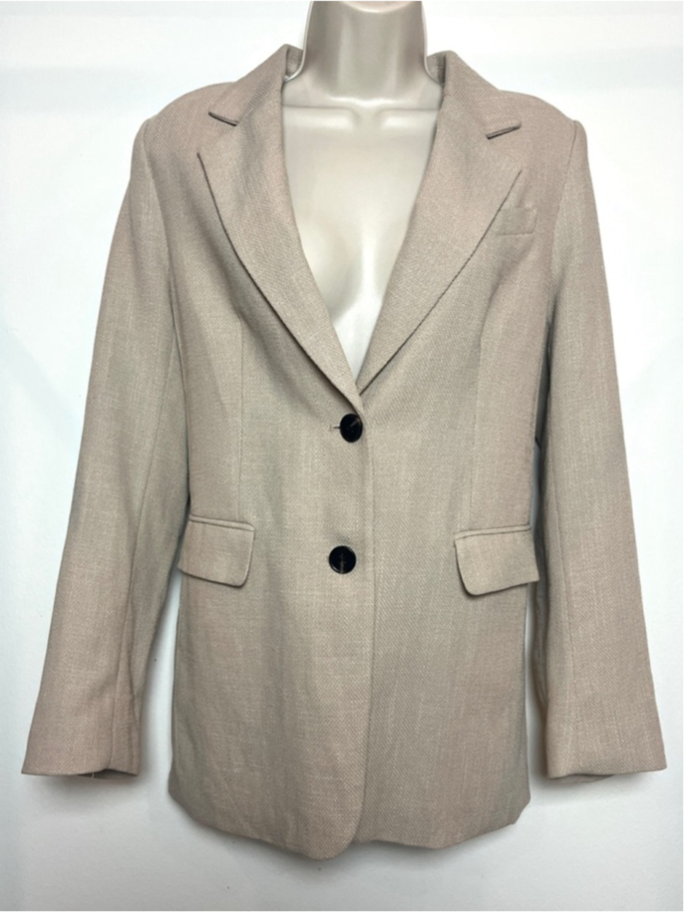 H&M Cream Blazer Minimalist Office Formal Preppy Single-Breasted